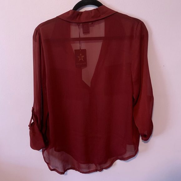NWT Maroon Button Down Blouse - Picture 3 of 3